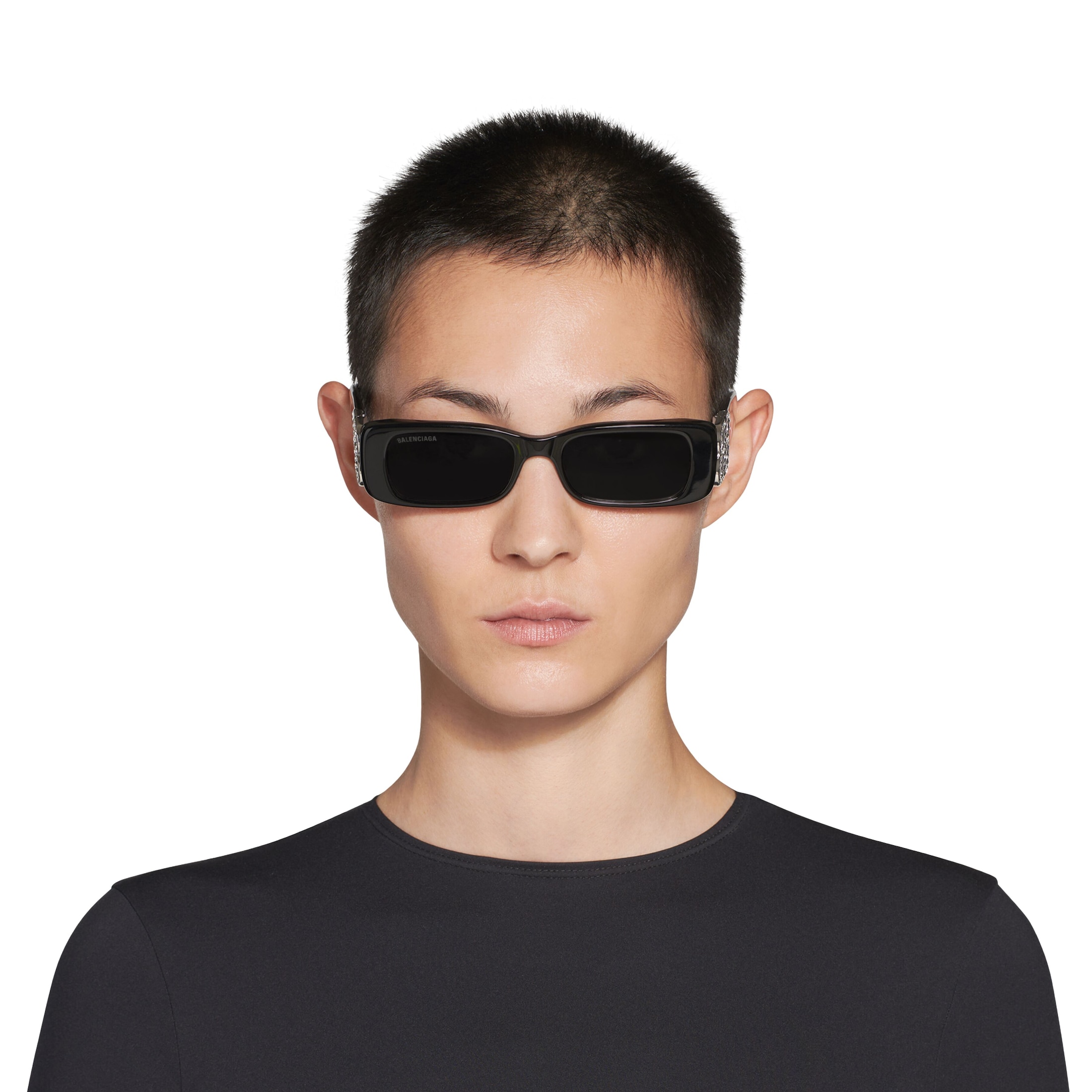 Women’s Dynasty Rectangle Sunglasses in Black - Image 2